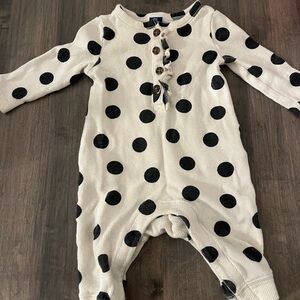 Old Navy Cream and Black Polka Dot Jumpsuit Baby Girl 3-6M